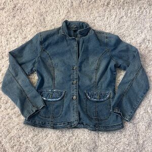 Sequin-Trim Blue Denim Jacket